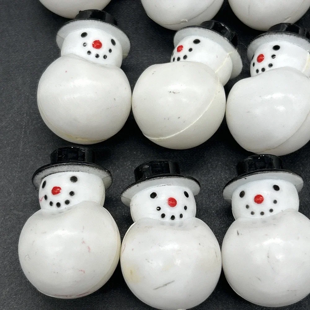 Snowman Christmas String Light Bulb Replacement Covers, White Plastic, Lot of 21